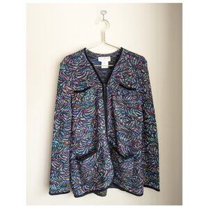 St. John Collection Rainbow Knit Zip Cardigan Jacket